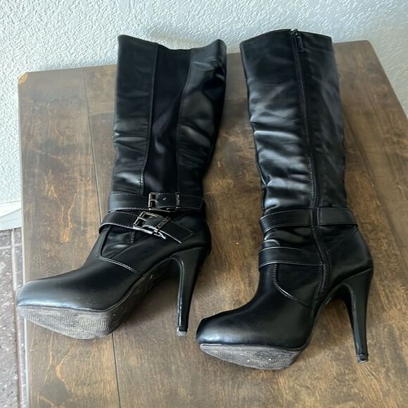 Db Dk fashion black knee faux leather boots Sz- 7.5 - Picture 13 of 15